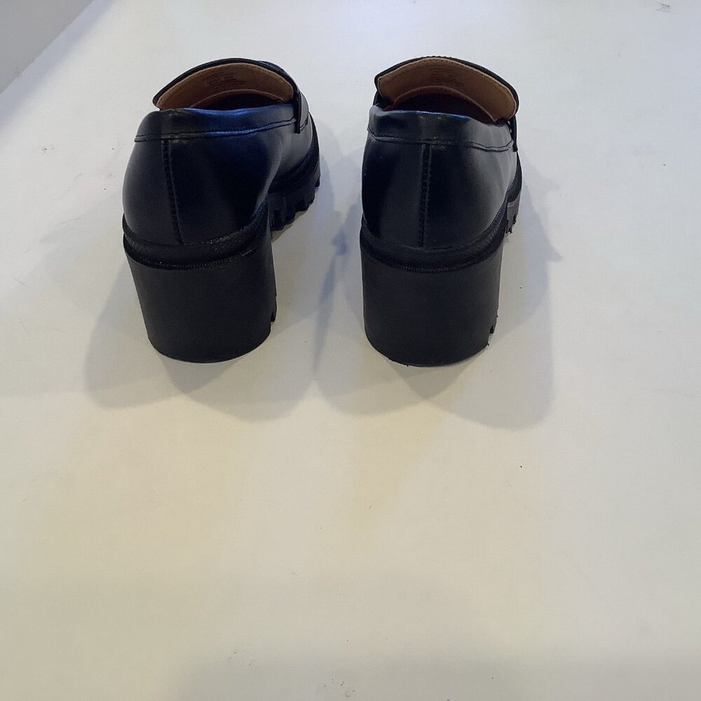 Vintage Mudd Chunky Sole Loafers Black Faux Leather Size 6 Levante Y2K 90s - Picture 7 of 10
